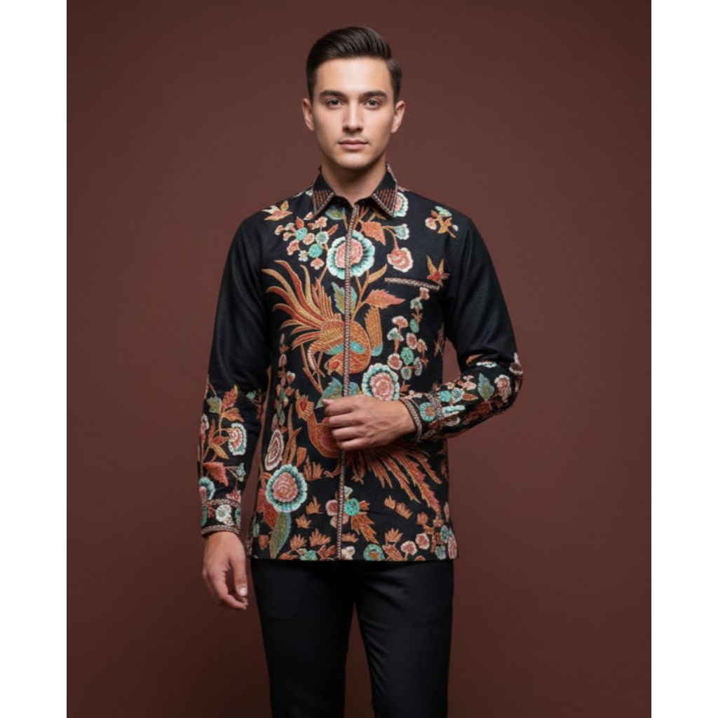 Batik Cantieq Exclusive - MAYURA AGNI |  Batik Pria modern bordir smock - Batik pria semi jas modern