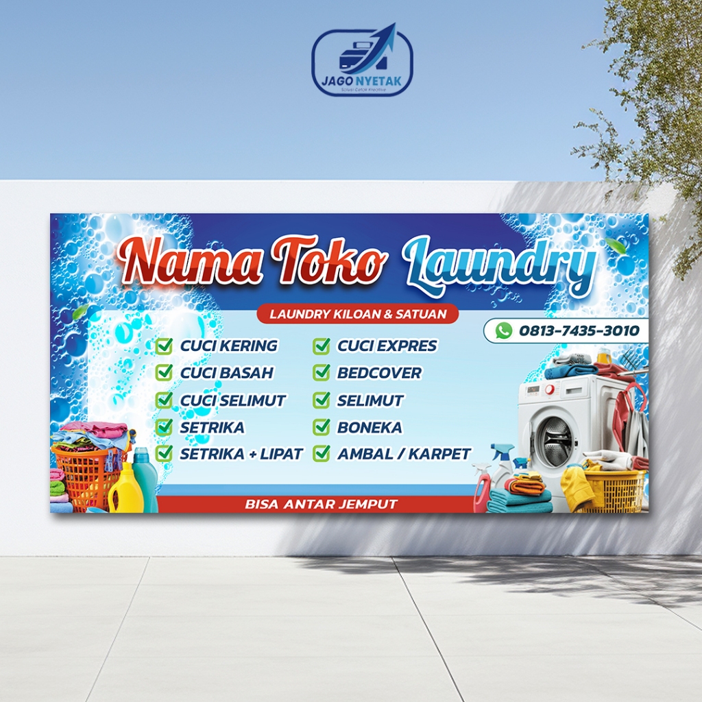 Spanduk Banner Backdrop Laundry Cuci Baju Murah Bisa Custom / Spanduk Laundry