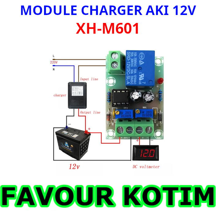 MODUL CAS CHARGER CONTROL OTOMATIS 12V XH-M601 MODULE AKI FVKOTIM