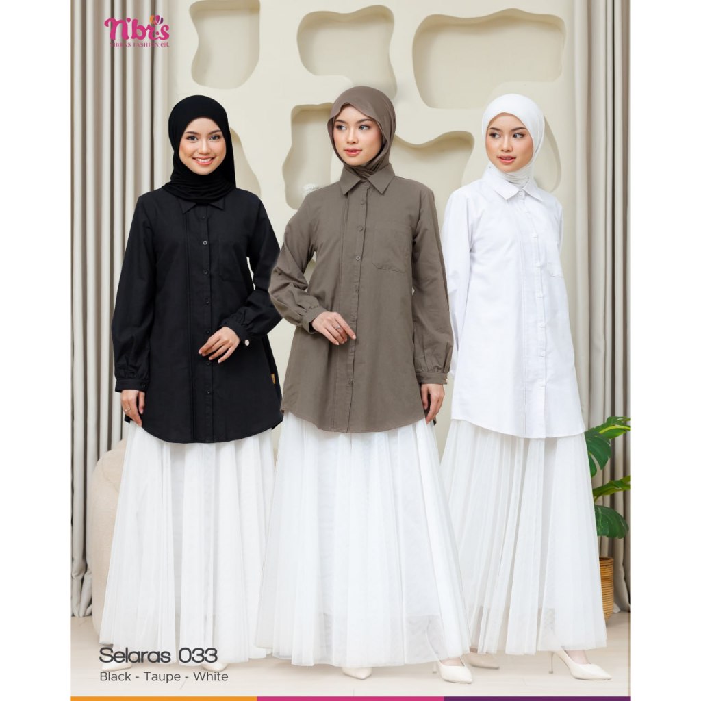 NBRS Selaras 033 Atasan Kemeja Tunik Wanita Polos Casual Mewah Nibras