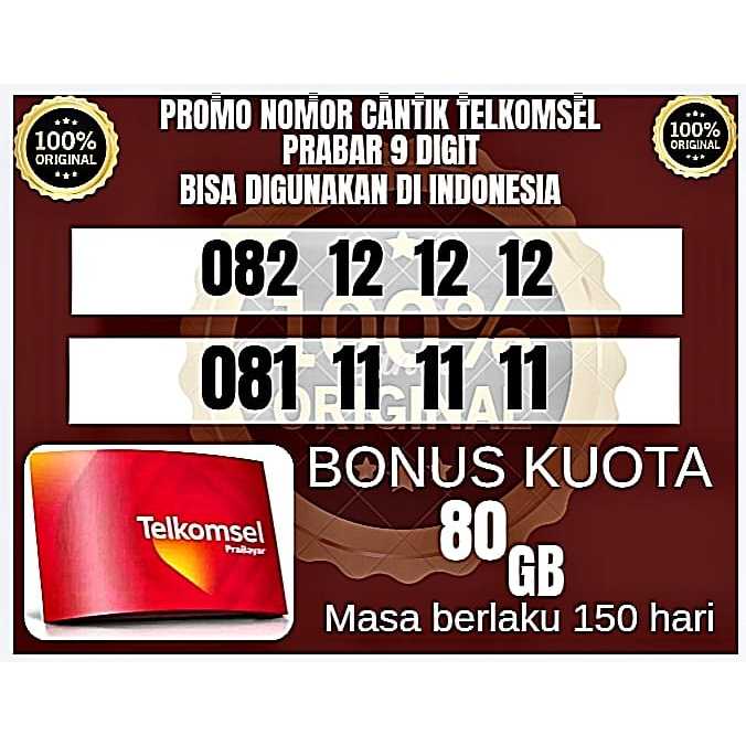 PROMO NOMOR CANTIK TELKOMSEL 10DIGIT BONUS KUOTA 300GB BISA DIGUNAKAN DI AREA INDONESIA
