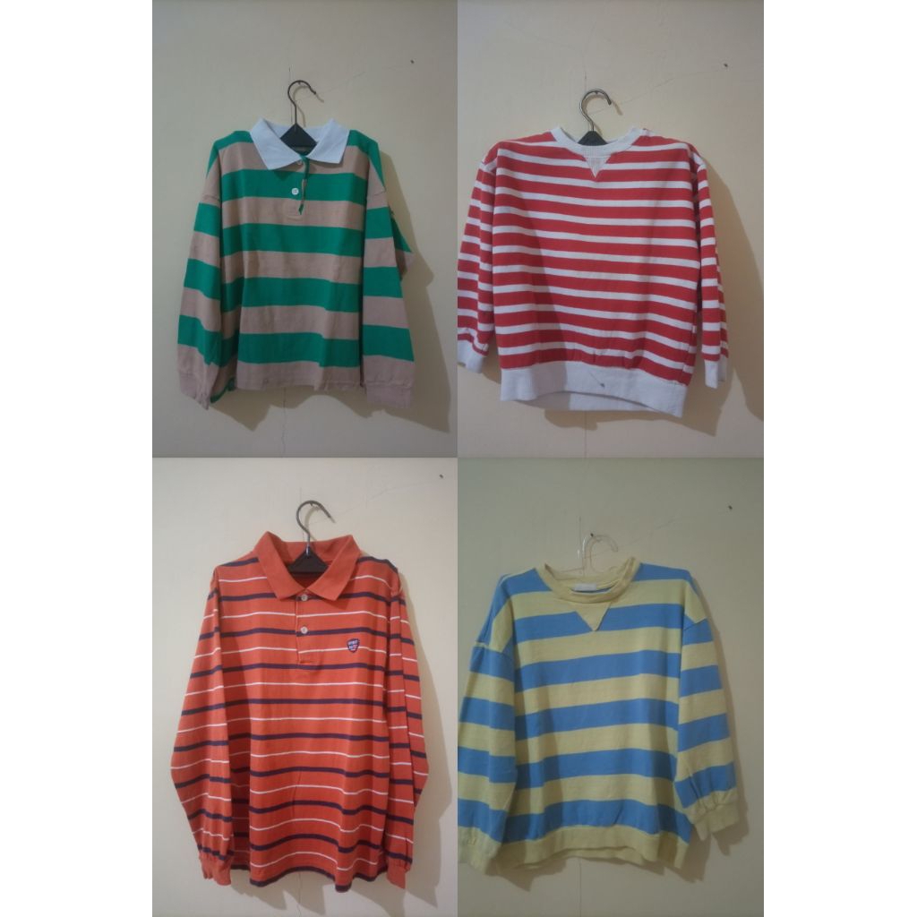 Baju atasan anak motif garis garis