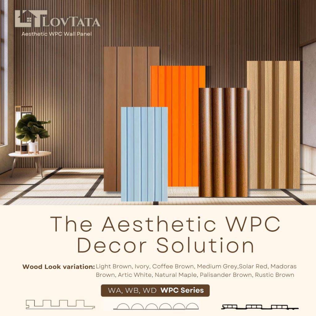 LT - WPC WALL PANEL INDOOR (KOTAK TEBAL, KOTAK TIPIS DAN BULAT) WOOD PANEL DINDING.