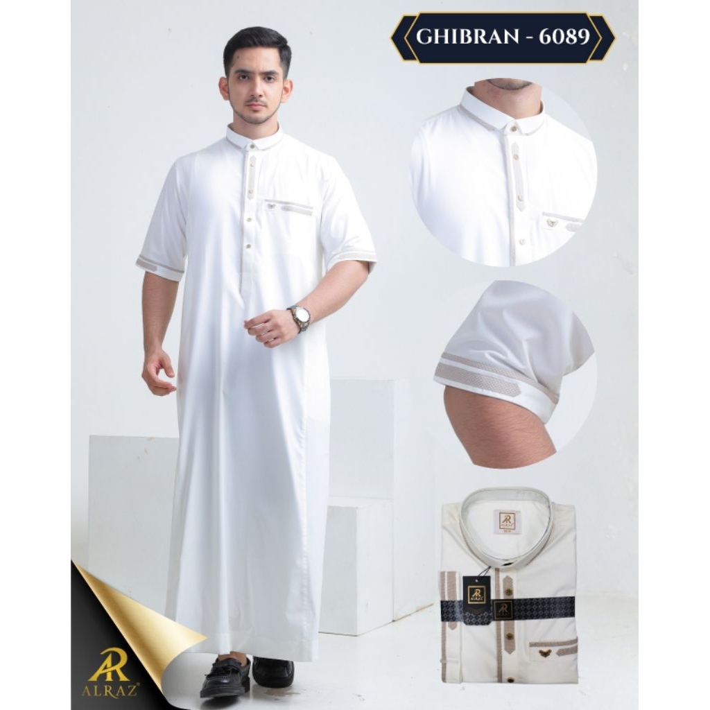 ALRAZ Thobe Fancy Lengan Pendek Ghibran 6089