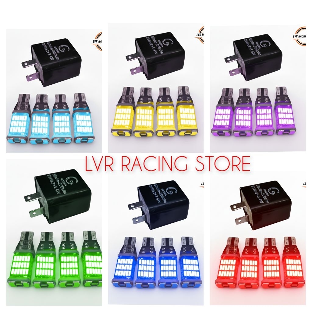 PAKET HEMAT Lampu Sein Dajjal T20 S25 Super Terang + Flasher Sein Setelan Adjustable - Semua Motor