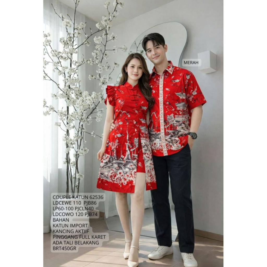 couple batik imlek cheongsam 62536