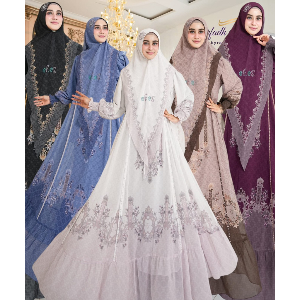 HUMAIRA  SERIES BY FARFADH SYARI | Gamis set hijab Bahan ceruty printing