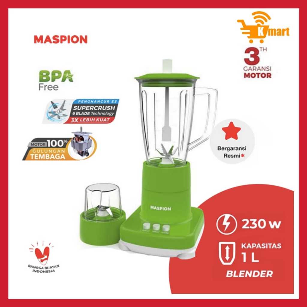 MASPION MT1272PL / BLENDER MASPION PLASTIK 1LITER/ BLENDER MASPION 2IN1 PLASTIK MIKA / PELUMAT MAKAN