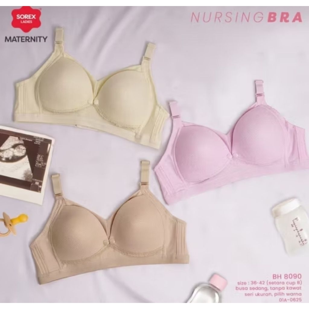 Sorex Bra Menyusui Tanpa Kawat Full Cup B Kait 4 Bukaan Depan Katun