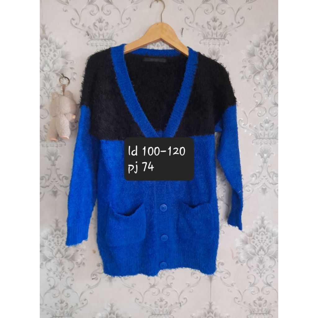 Cardigan fuzzy Rajut fuzzy wanita fyzzy bulu Atasan fuzzy