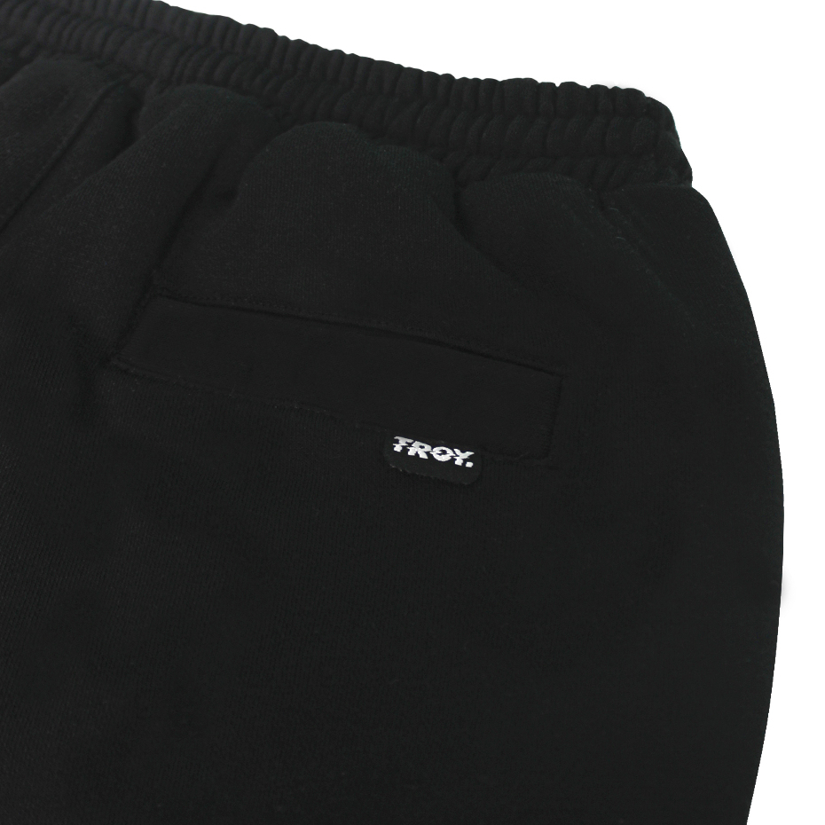 Troy Company Boardshort Fleece Black Logo - Celana Pendek Fleece Hitam PTN 2648