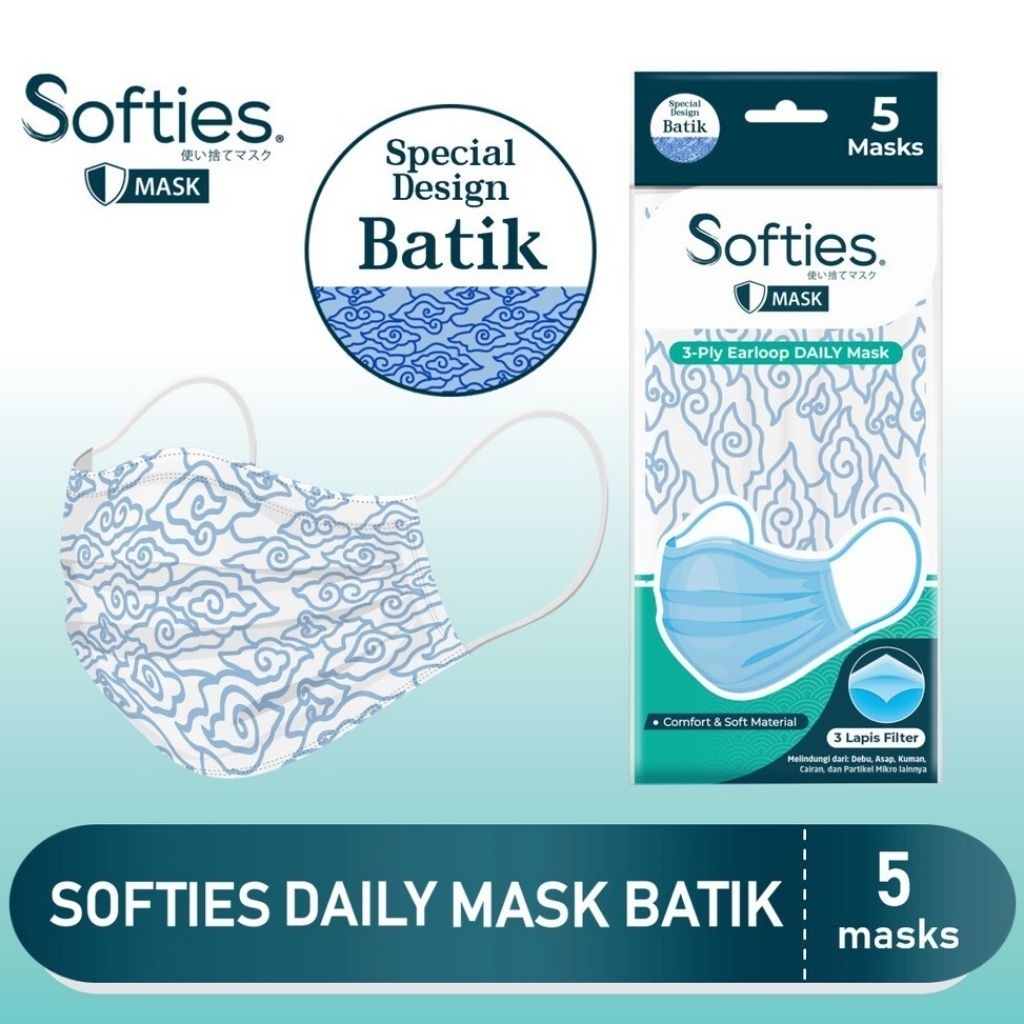 Softies 3 Ply Earloop Surgical Mask (Batik/Japanese Design) 5s
