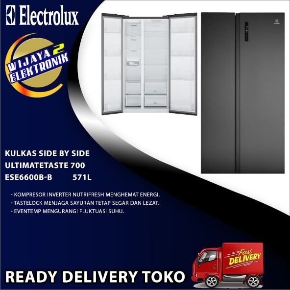 Electrolux ESE6600BB Kulkas Side by Side - Hitam