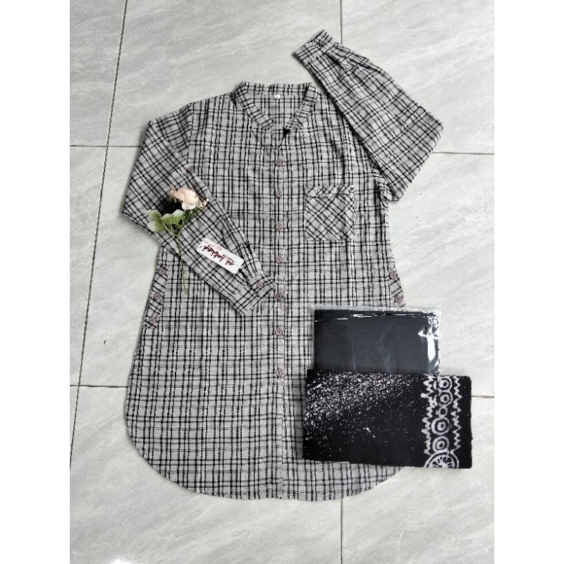 Stelan santri putri tunik Al Latief/baju/sarung/kerudung