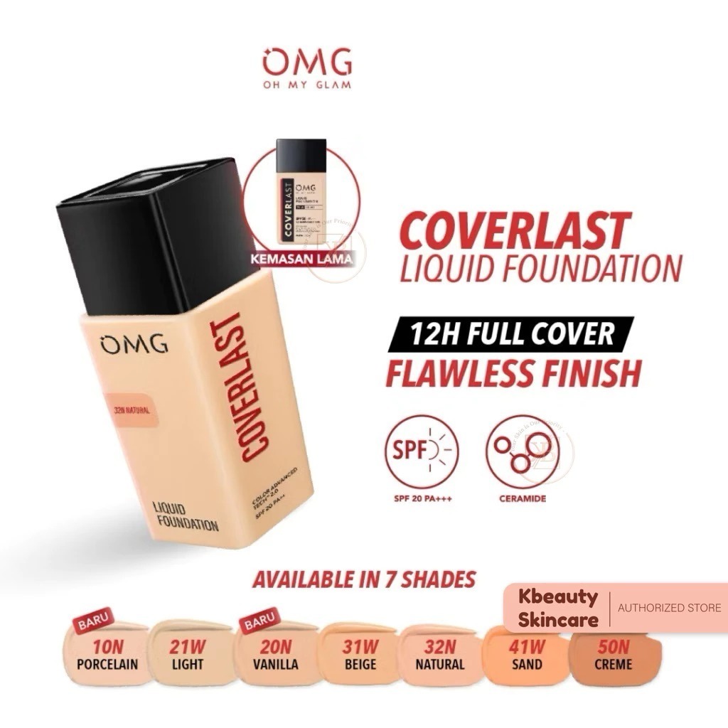 ~VIRGO~ OMG Oh My Glam Coverlast Liquid Foundation - Alas Bedak - OMG Foundation