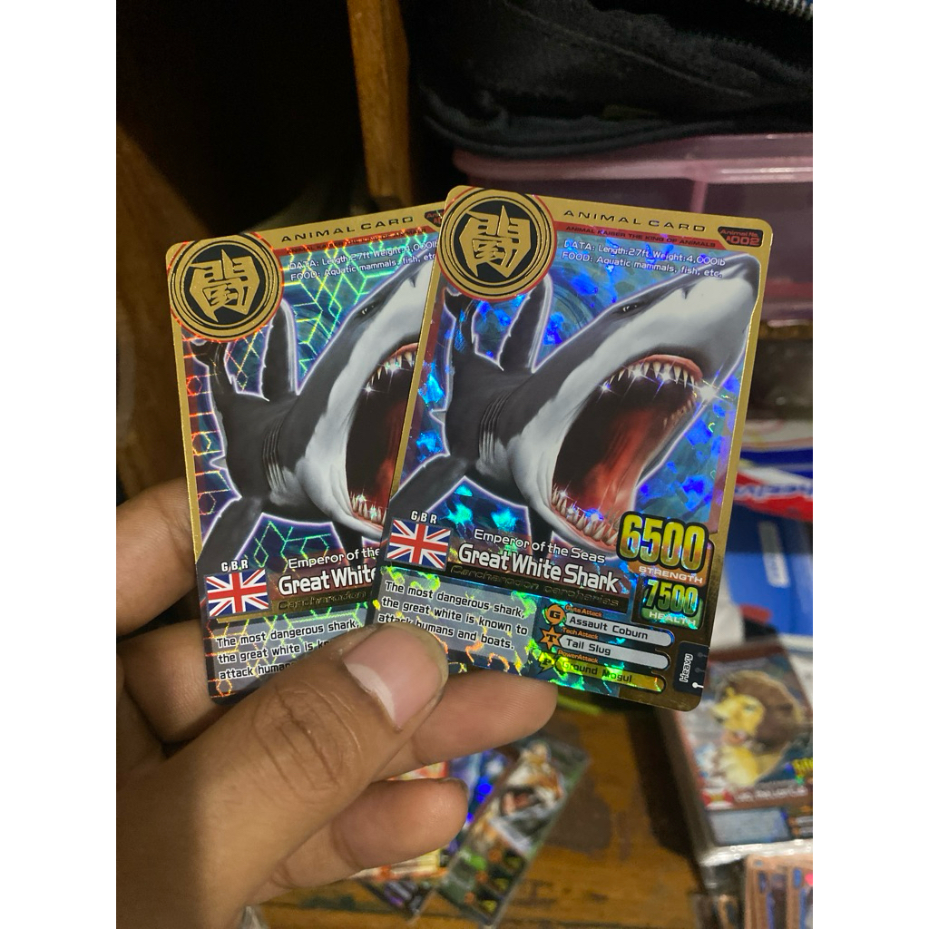 Kartu Animal Kaiser, GREAT WHITE SHARK, Animal Card 002, Ver.3 & Ver.4, Ori Namco