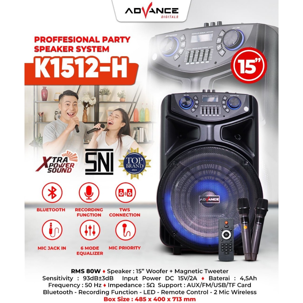 Speaker Ampli Bluetooth Meeting Advance K-1512H (RMS 80W)