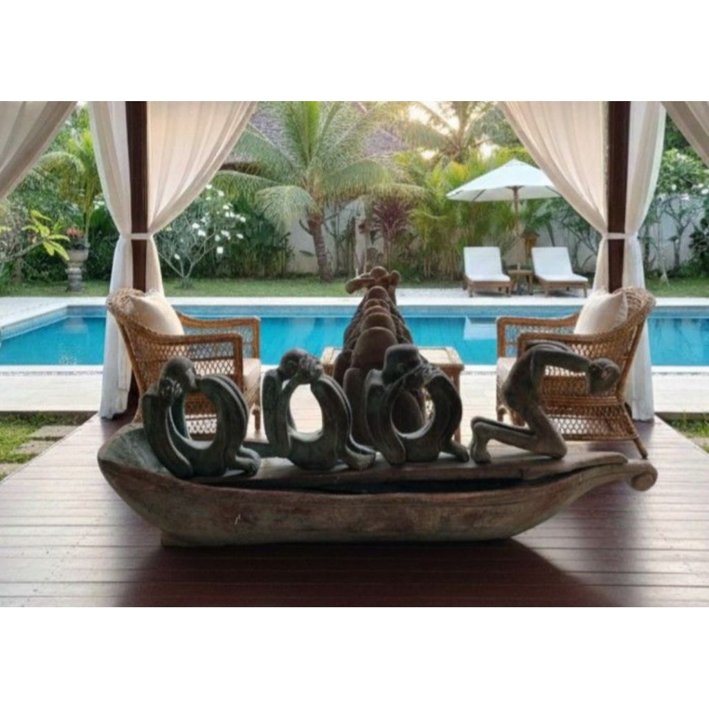 Pajangan Kapal Kayu Tua Patung Primitif Khas Asmat