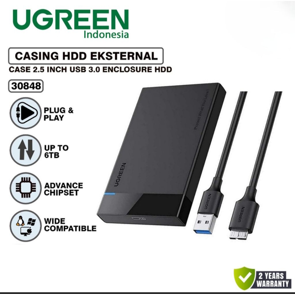 UGREEN Casing Enclosure Hard Disk External 2,5" SATA USB 3.0 30848