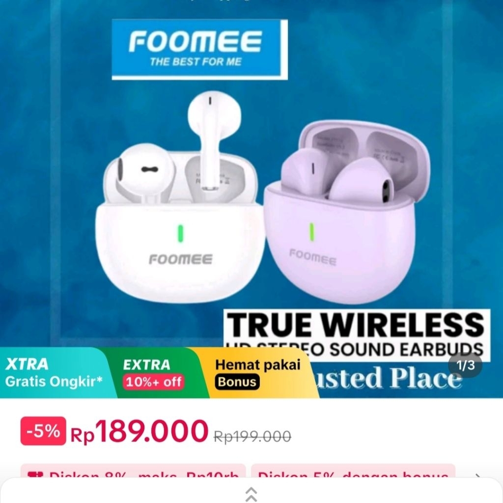 Headset Foomee wireless bluetooth NEW