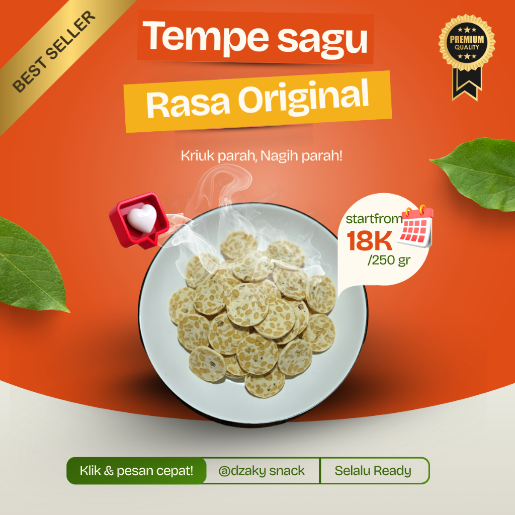 Keripik Tempe Sagu Bulat Tipis Renyah - Tempe Kanji Gurih Khas Oleh-oleh