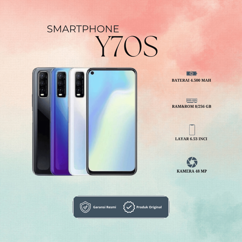 HP VIVO Y70S RAM 8/256GB KAMERA 48MP LAYAR 6.53 INCI ORIGINAL GARANSI 1 TAHUN
