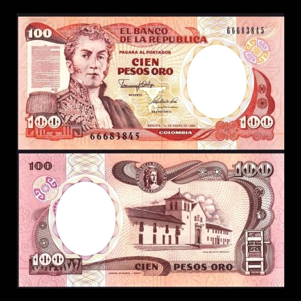UANG COLOMBIA 100 PESOS 1990 UNC ORIGINAL GENERAL ANTONIO NARINO