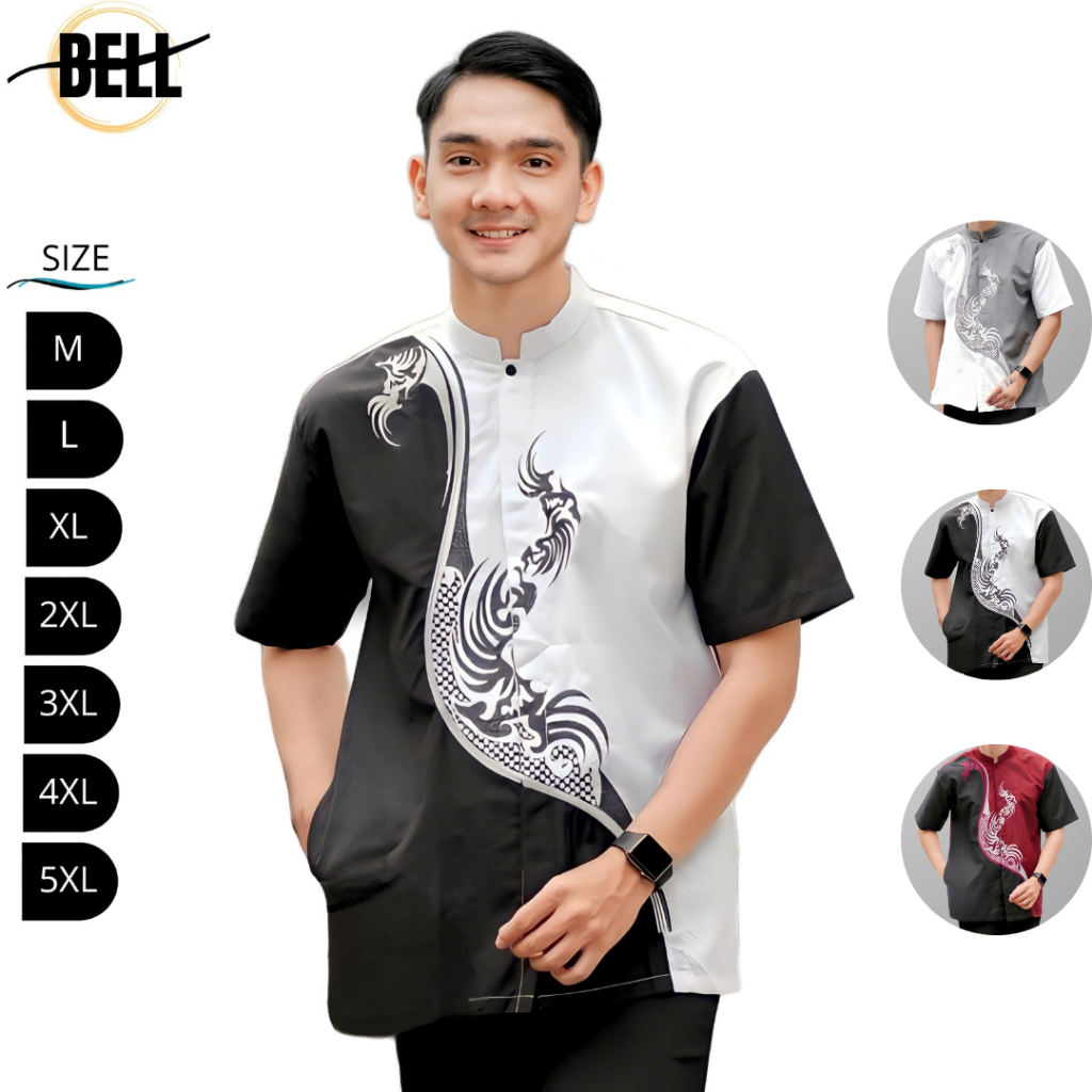 Koko Jumbo Pria Lengan Pendek Baju Atasan Muslim Dewasa Motif Batik Bordir Katun Polos Kekinian Jumb