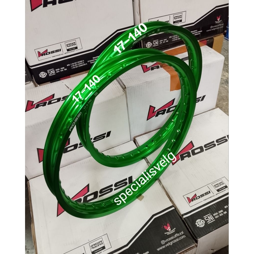 PELAK/VELG PELEK V ROSSI RING 17×140/140 17×140/160 HIJAU/FORESTGREEN. 1 SET VELG PELEK RING 17×140 
