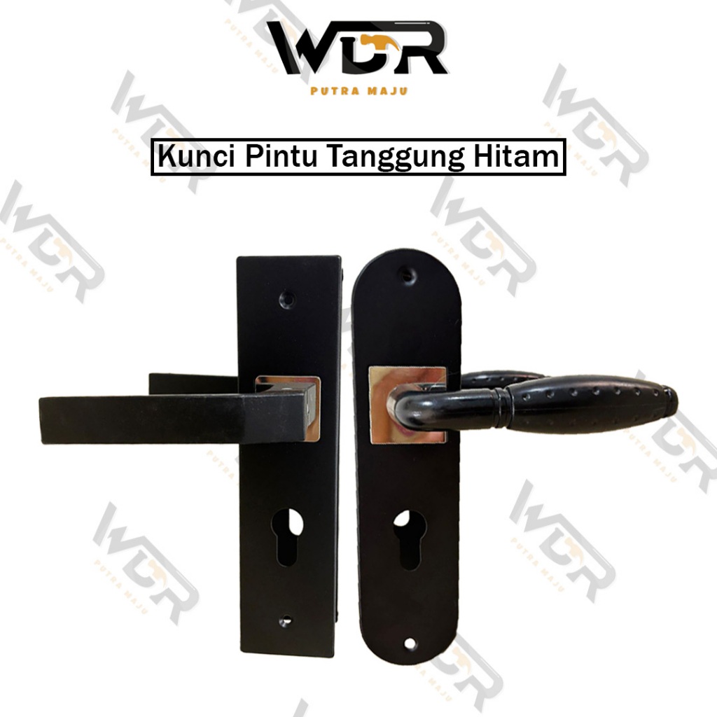 Kunci Pintu Hitam Tanggung Doff 20cm | Kunci Pintu Set Hitam Doff 20cm