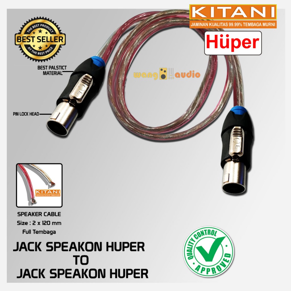 KITANI 2x120 - Kabel audio / kabel speaker transparan Jack Speakon HUPER to Jack Speakon HUPER - WAN