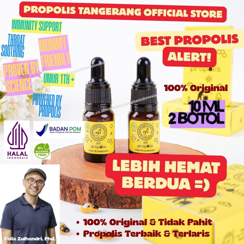 PAKET HEMAT 2 - 10ML - Efi Propolis by Prof Felix, PhD / Kebun Efi | Madu Efi | Propolis Anak Terbai
