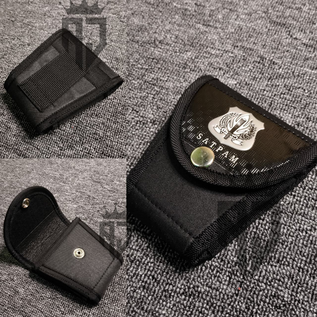 Sarung Borgol Satpam Cordura Embos Silver Tas Pinggang Tempat Borgol