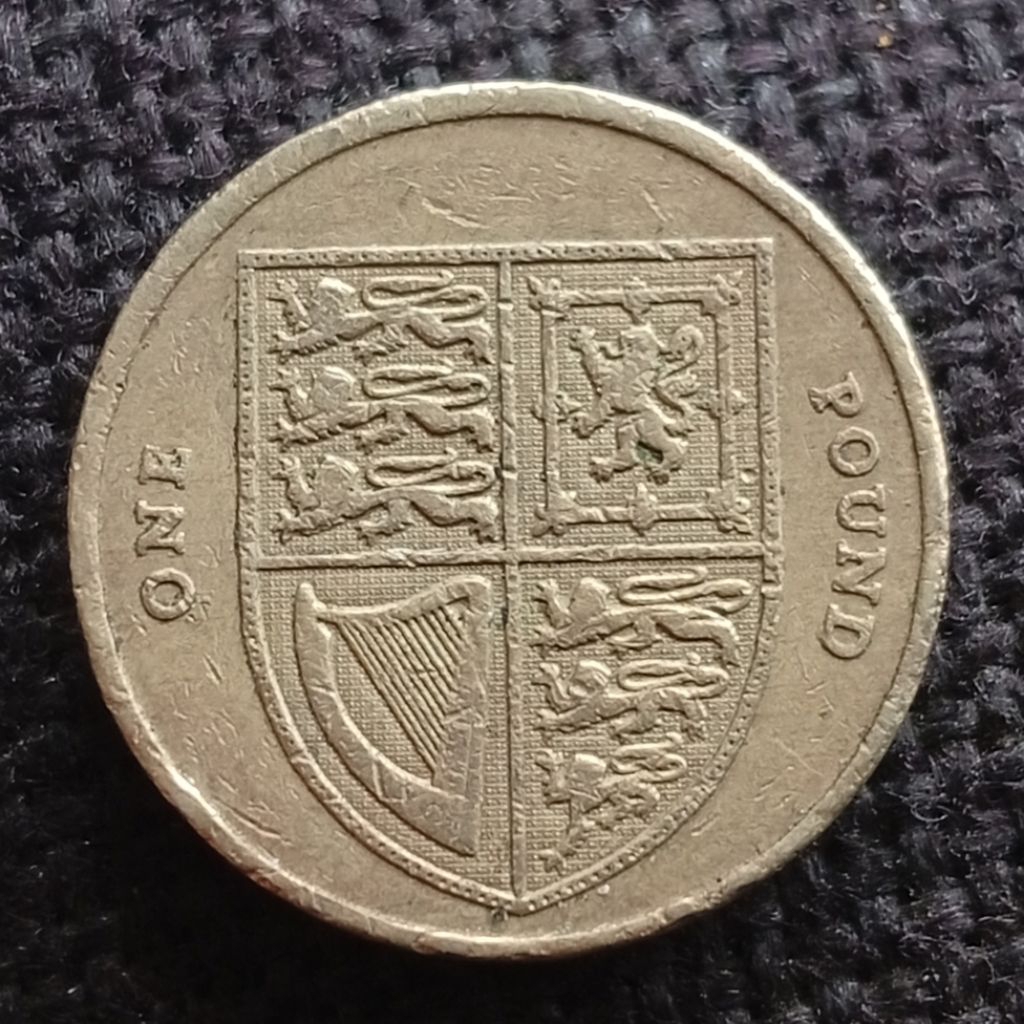 Uang Koin Kuno Inggris 1 Pound Lama Perisai 2008-2015 tahun acak Elizabeth II