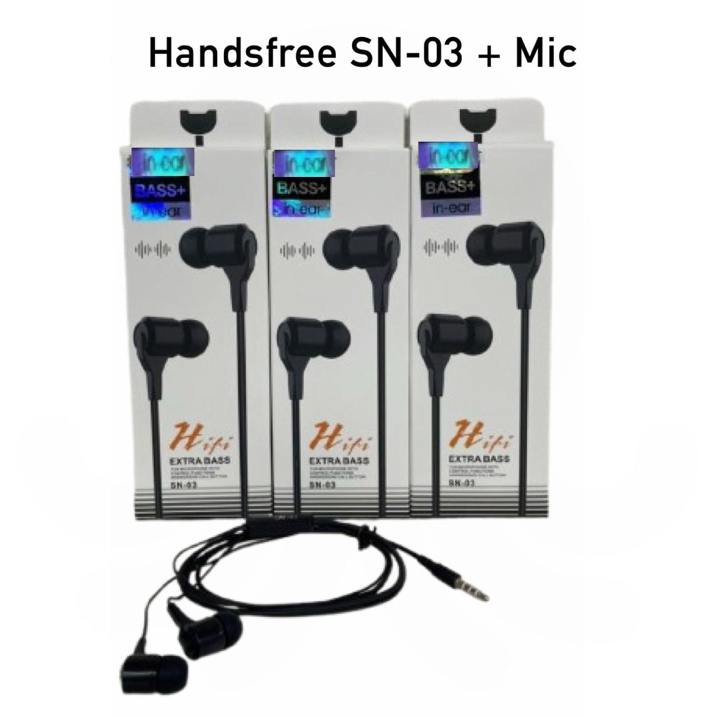 Headset Handsfree SN-02 + Mic 3.5MM Stereo Earphone Extra Bass Bisa Buat Telepon