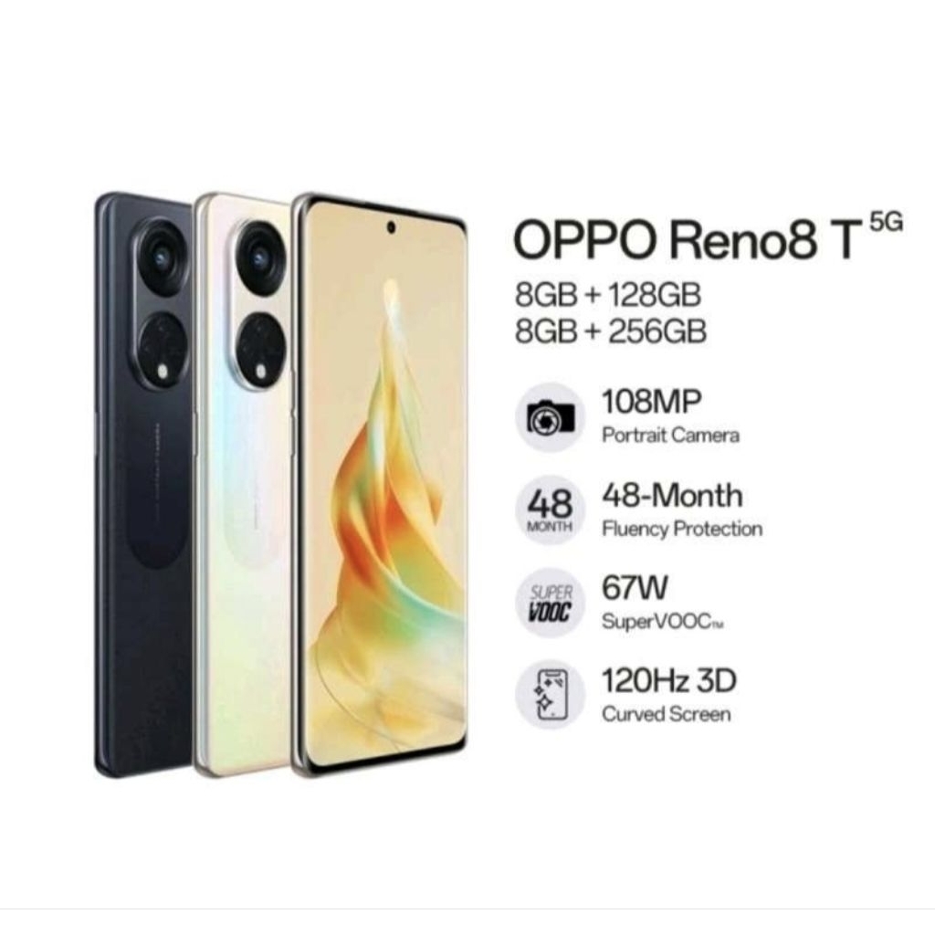 HP OPPO RENO 8T 5G 8/128 GB - RENO 8 T 5G RAM 8GB ROM 128GB GARANSI RESMI