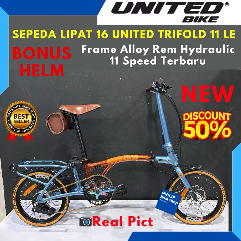 Sepeda Lipat 16 United Trifold 11 Leather Edition Terbaru 11 Speed