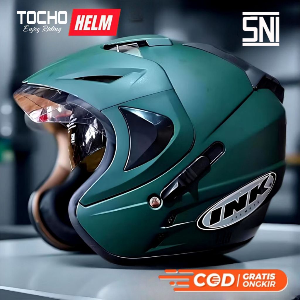 Helm Ink Double visor Merk Ykt Original SNI - Helm Dewasa Wanita Pria Visor Ganda