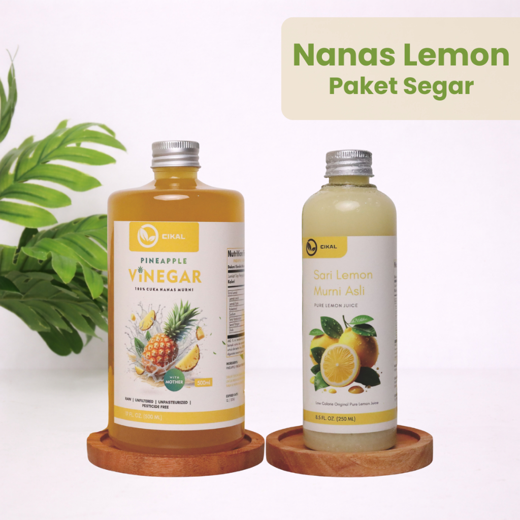 CIKAL Cuka Nanas 500ml + Sari Lemon 250ml Paket Minuman Segar Diet Sehat  Vitamin C Alami