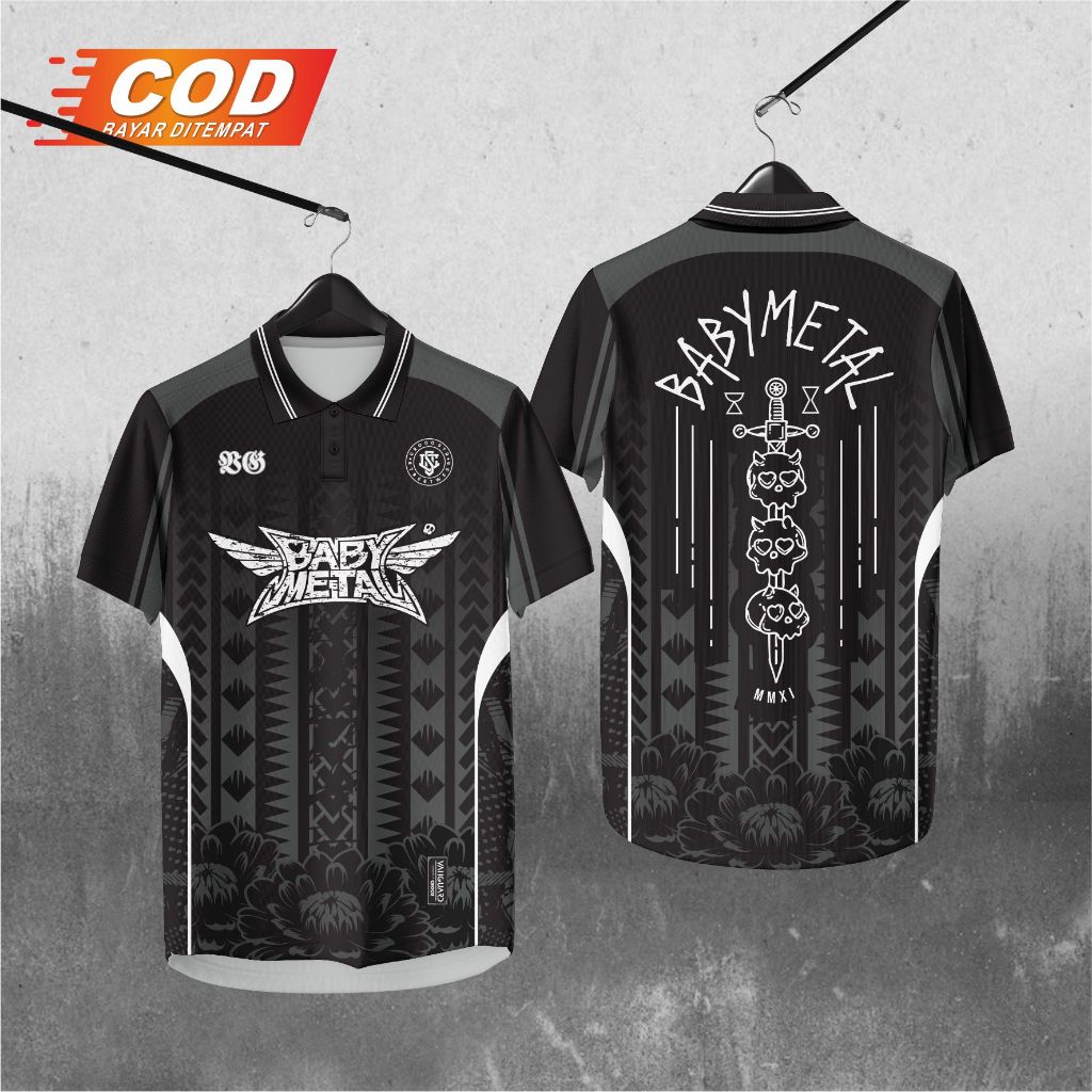 KAOS BAND BABY METAL BAJU JERSEY BAND BABY METAL PRINTING MODEL KERAH KANCING