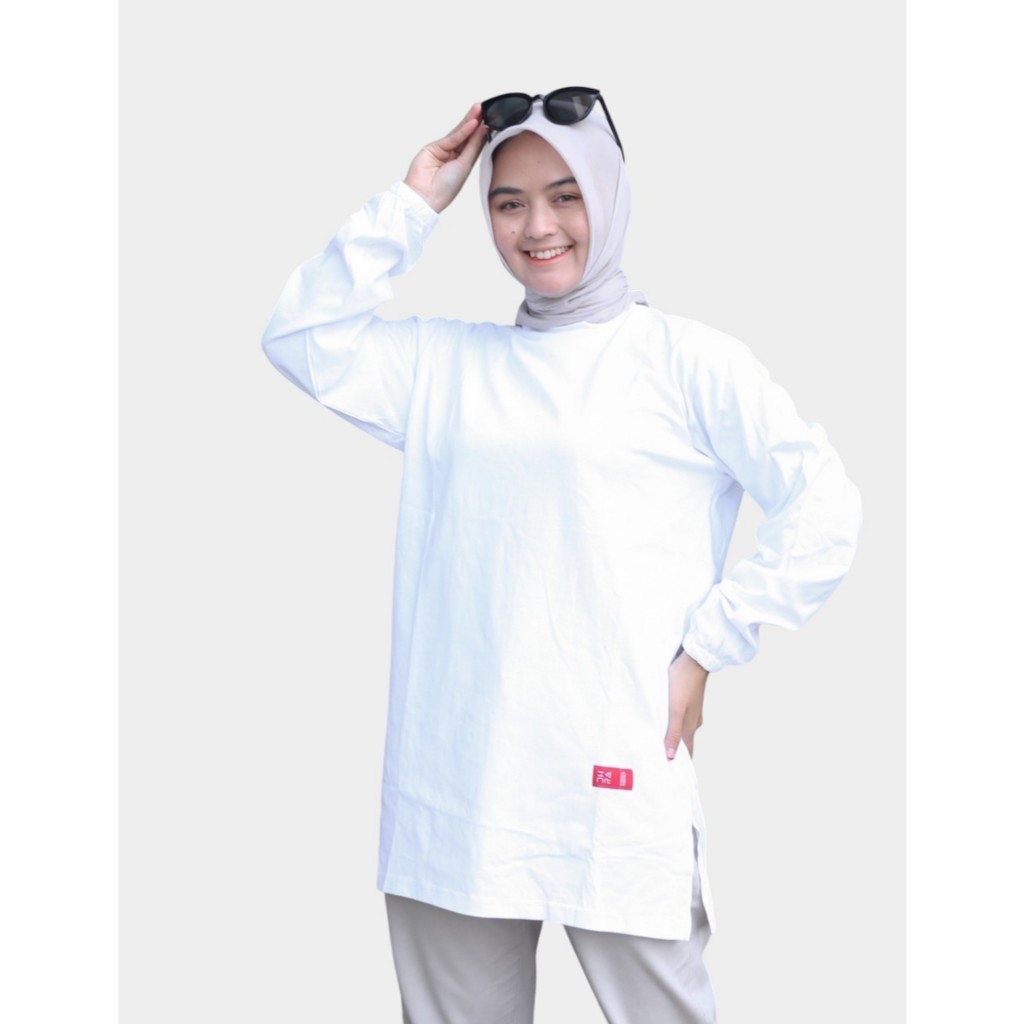 Tunik Polos Jumbo Oversize Bahan Kaos Katun Premium Lengan Karet | Kaos Wanita Muslimah