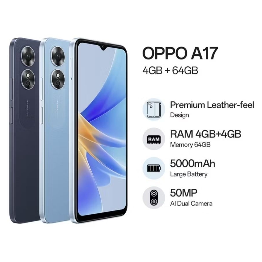 HP OPPO A17 4/64 GB - OPPO A 17 RAM 4G ROM 64GB GARANSI RESMI