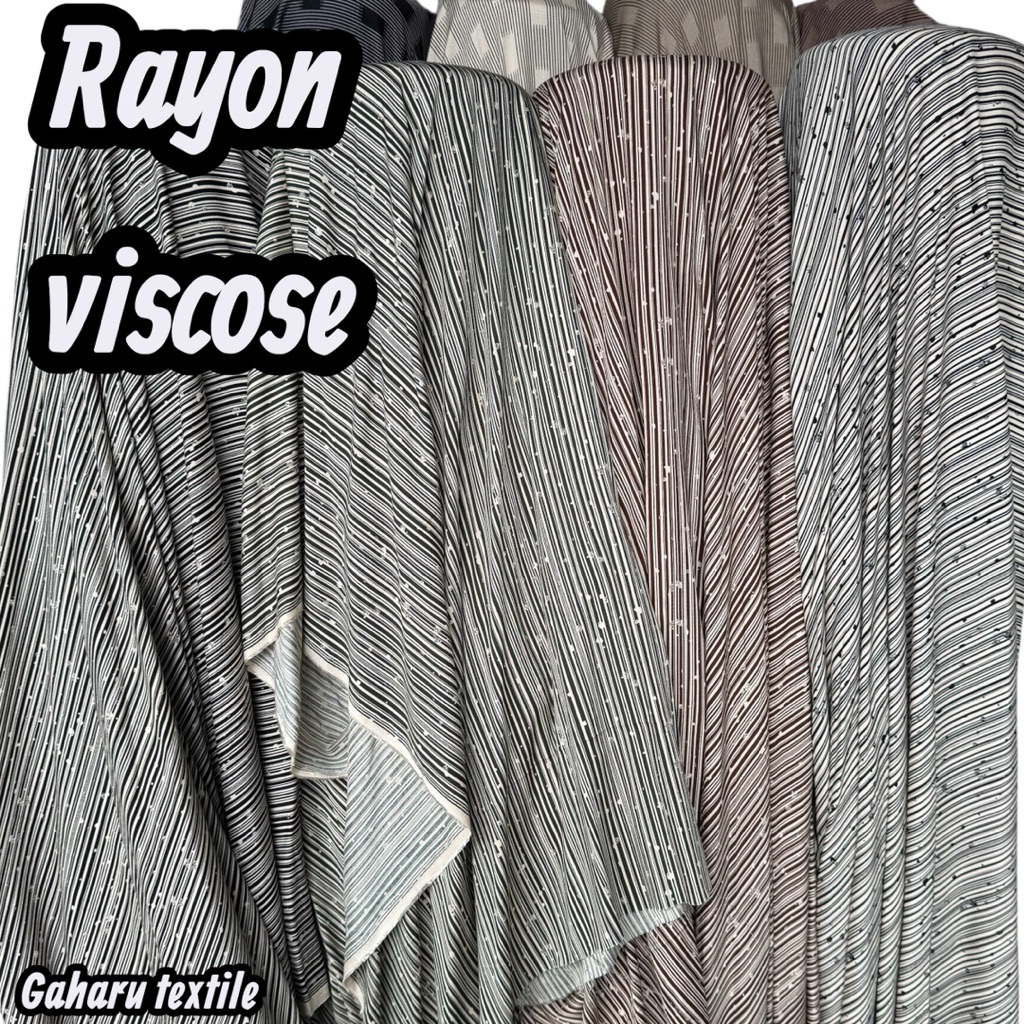 kain katun rayon viscose - motif salur abstrak - rayon meteran {RYO}