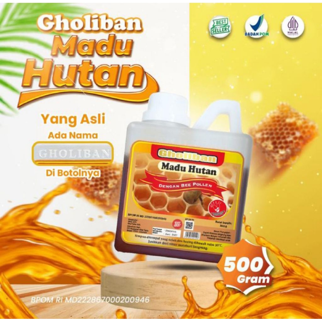 Madu Hutan Gholiban Dengan Bee Pollen 500gram Asli