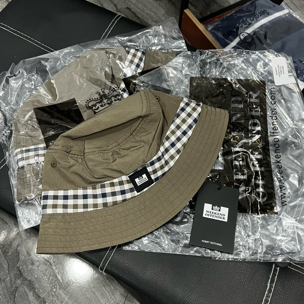 Weekend Offender Queensland Bucket Hat Tobacco Brown/Mid house check