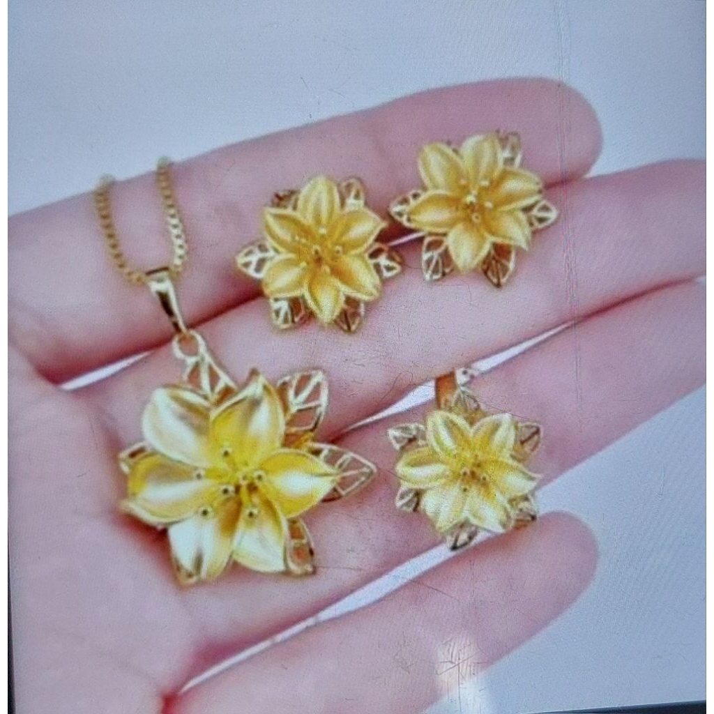 set bunga kendari xupingori. set perhiasan wanita titanium rodhium tembaga xuping lapismas