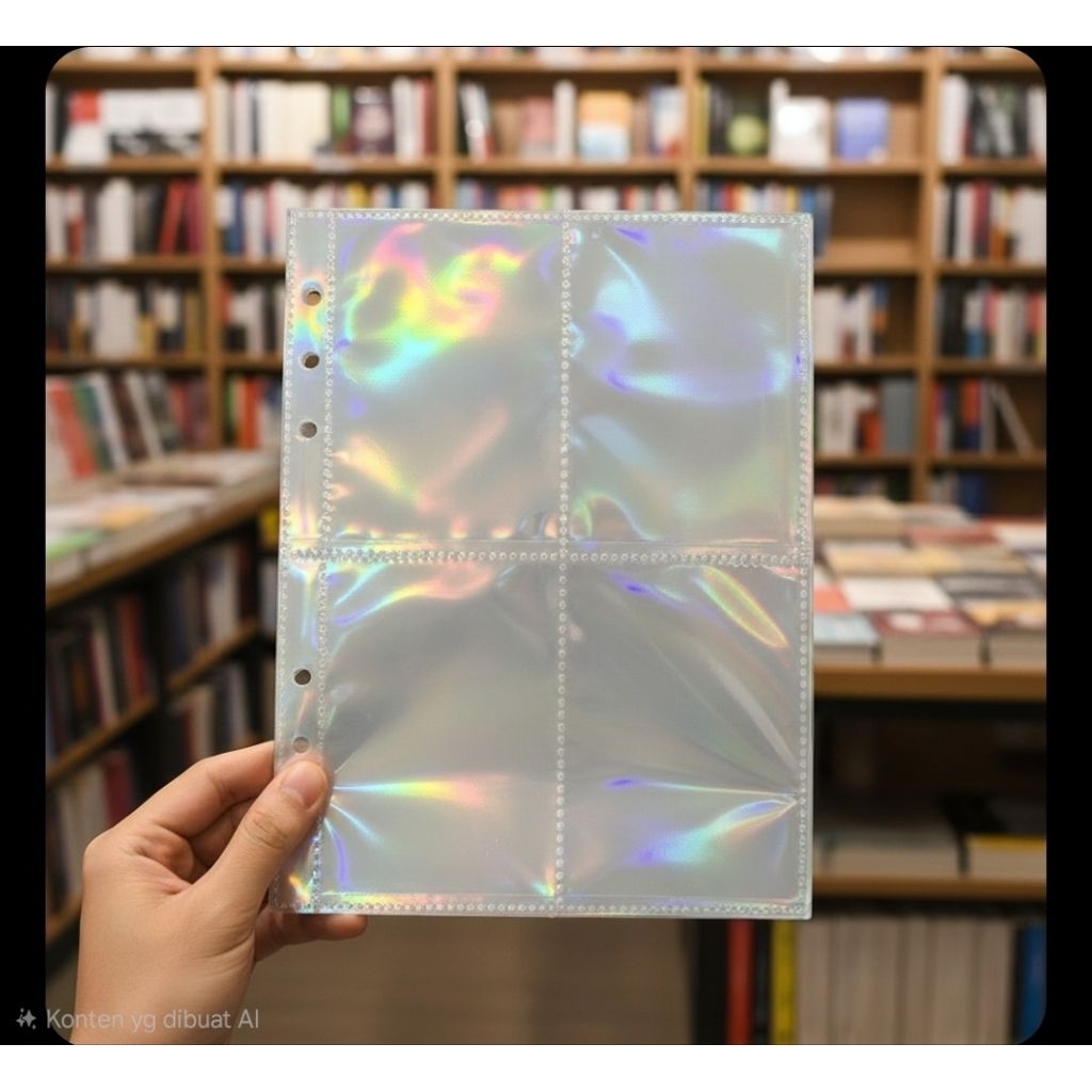 PHOTO SLEEVE 4P 4 POCKET DOUBLE SIDED UNTUK BINDER A5 6 RING ISI 10 (FREE 3 LEMBAR) HOLO HOLOGRAM UN