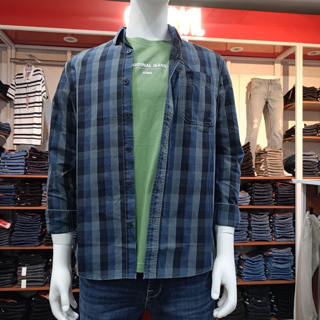 cardinal kemeja kotak kotak lengan panjang original cardinal jeans