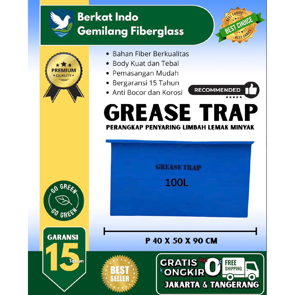 Grease Trap Penyaring Limbah Minyak bahan fiberglass 100L