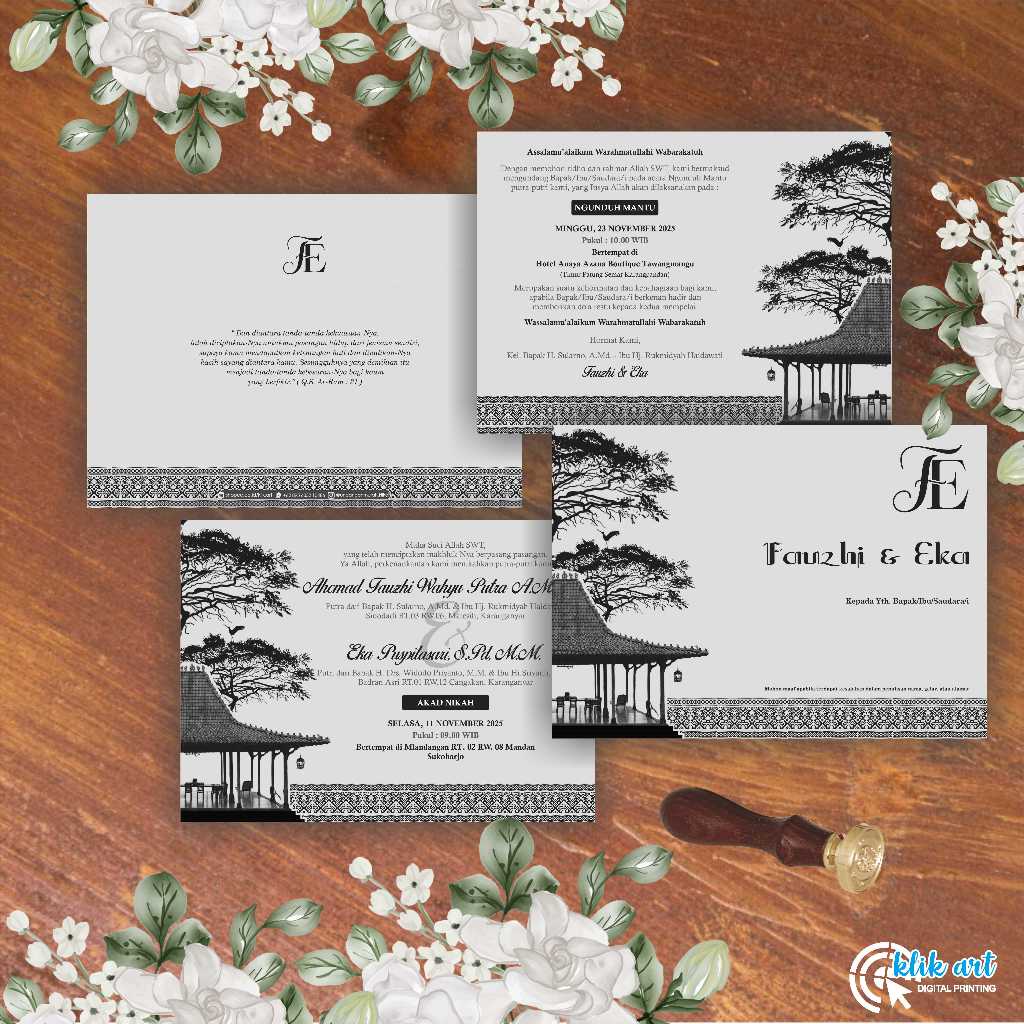 Undangan Pernikahan Hardcover Amplop Elegan Free Custom Foto. Undangan Pernikahan Hardcover